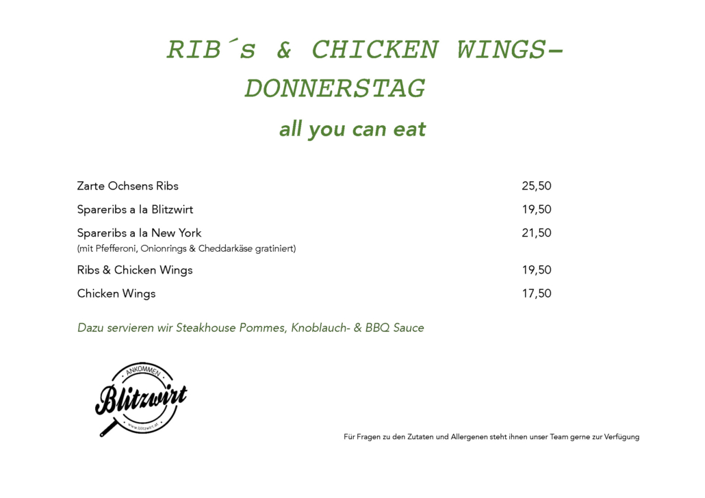 Ribs Wings DONNERTSAG korregiert