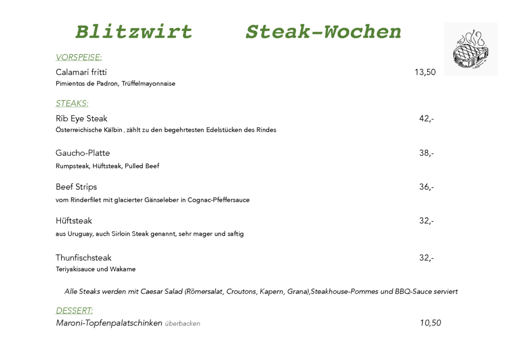 STEAK Karte ab 05.12.25